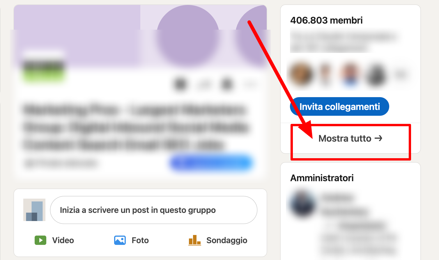 trovare persone nei gruppi LinkedIn e mandargli un messaggio